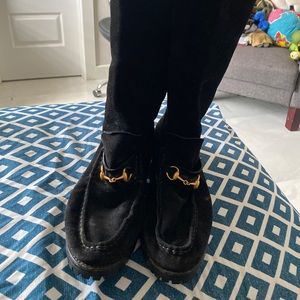 Gucci black suede tall riding boot